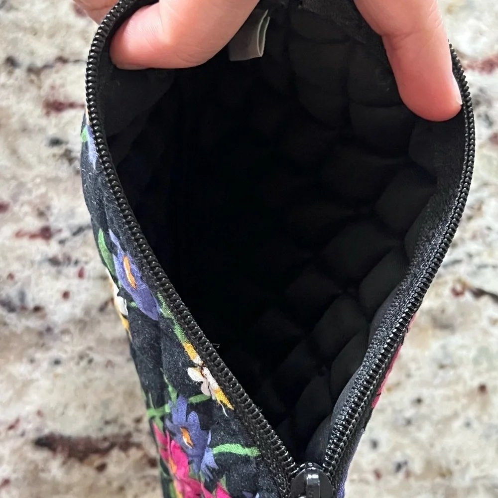 Vera Bradley Black Floral Quilted Pouch